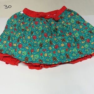 American Girl Green Floral Skirt with Red Trim